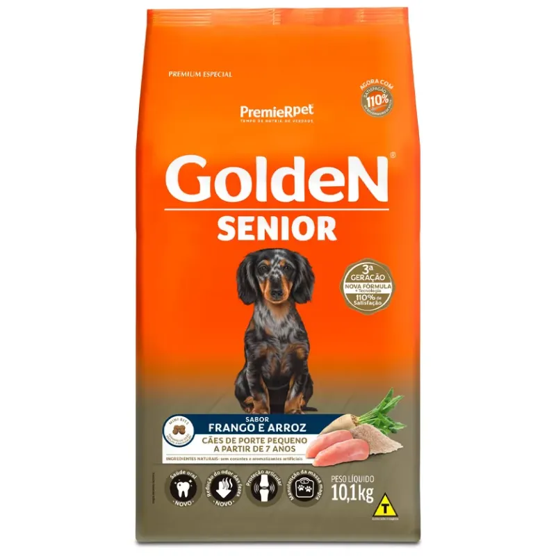 Ração Golden Fórmula Cães Sênior Mini Bits Frango e Arroz