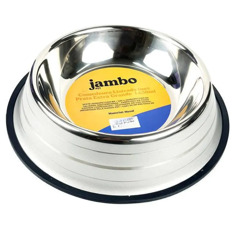 Comedouro Jambo Listrado Inox Prata
