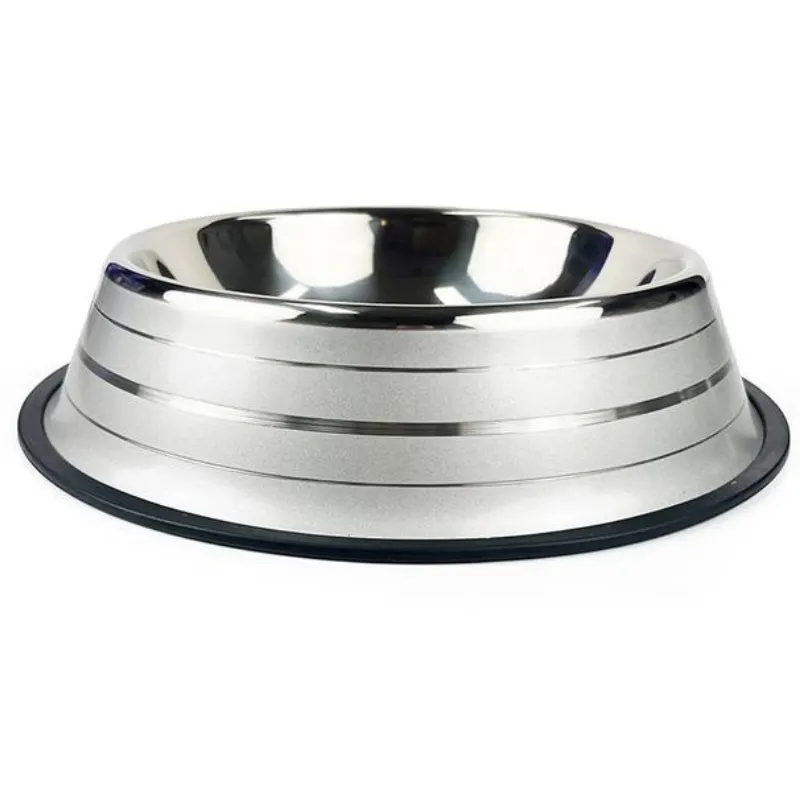 Comedouro Jambo Listrado Inox Prata