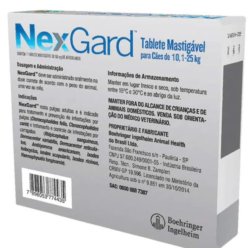 NexGard para Cães de 10,1 a 25 Kg