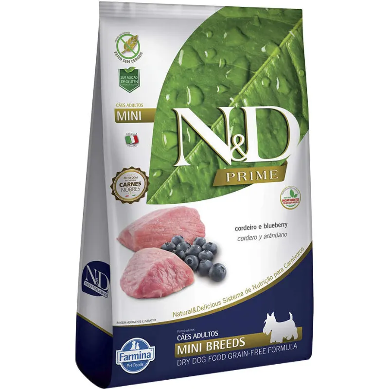 Ração ND Prime Cães Adultos Raças Pequenas Cordeiro e Blueberry