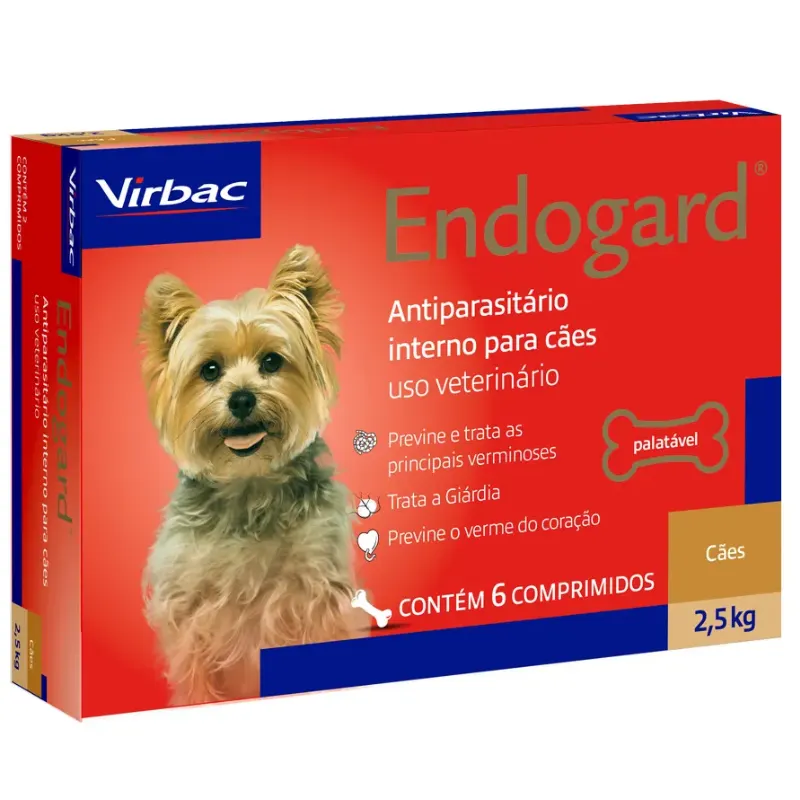 Antiparasitário Virbac Endogard para Cães de Até 2,5 kg com 6 Comprimidos