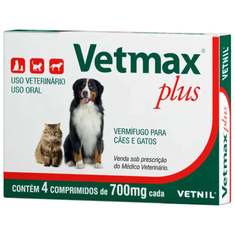 Vermífugo Vetnil Vetmax Plus 700 mg 4 Comprimidos