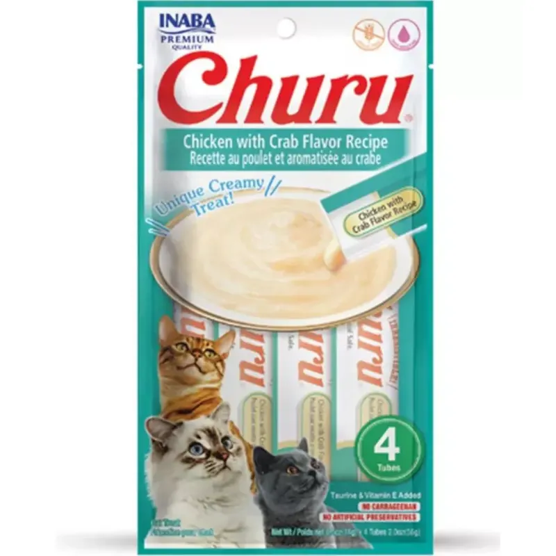Snack Purê Churu Frango com Caranguejo para Gatos 56 g