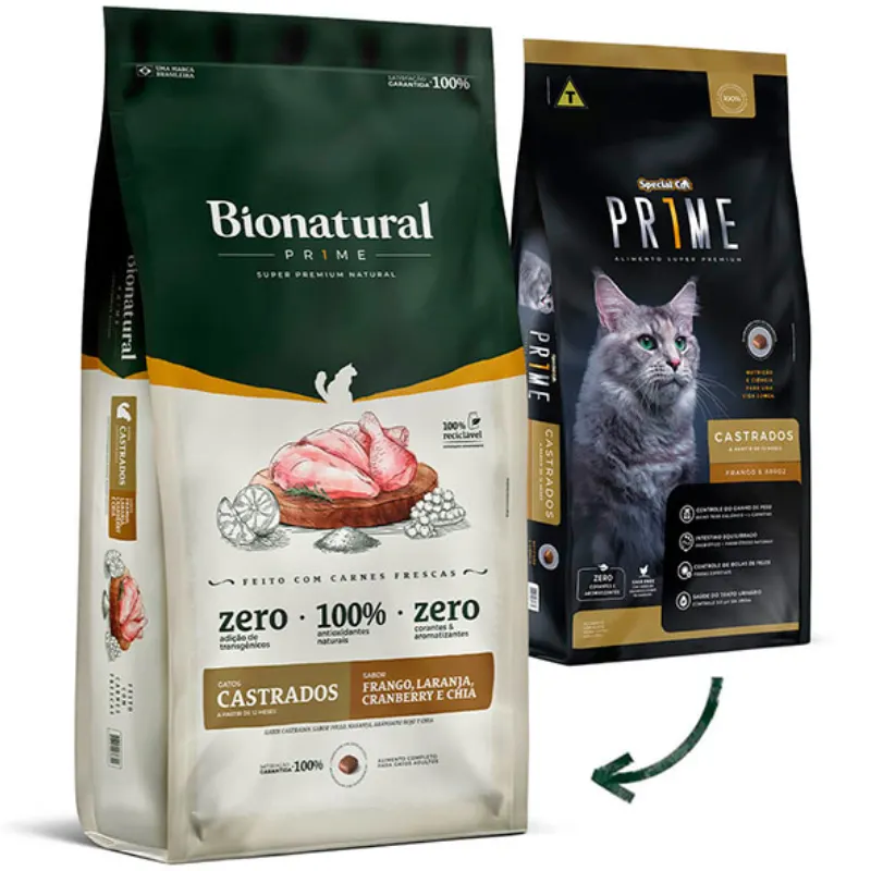 Ração Bionatural para Gatos Castrados Sabor Frango 7,5 Kg
