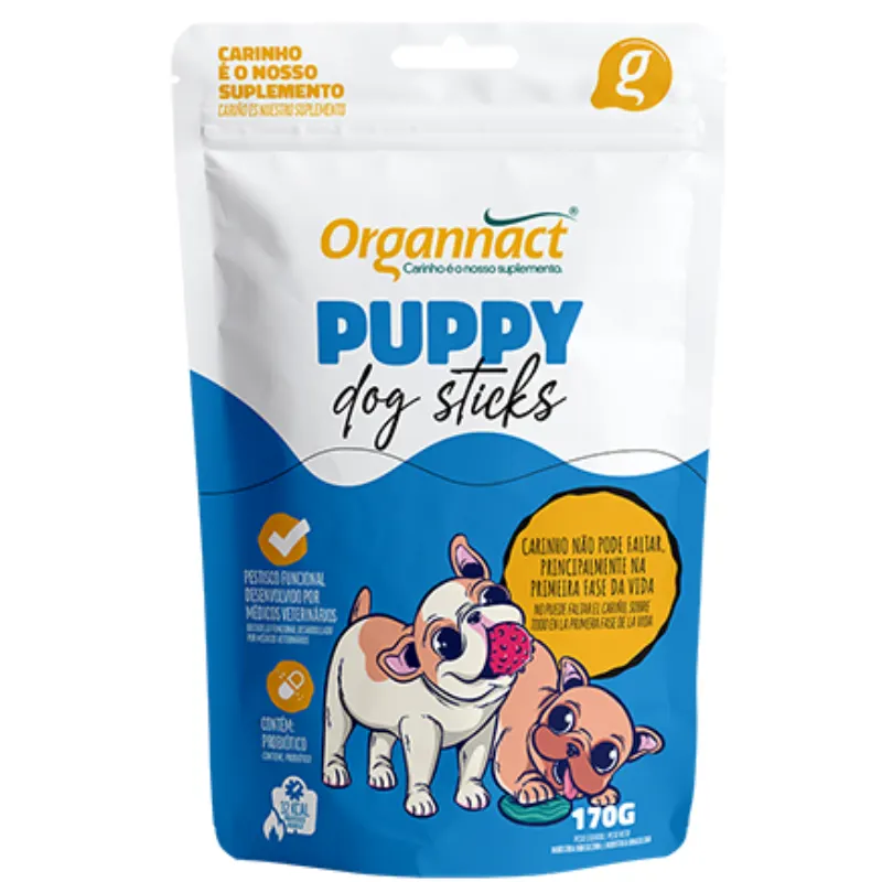 Petisco Organnact Puppy Dog Sticks 160 g