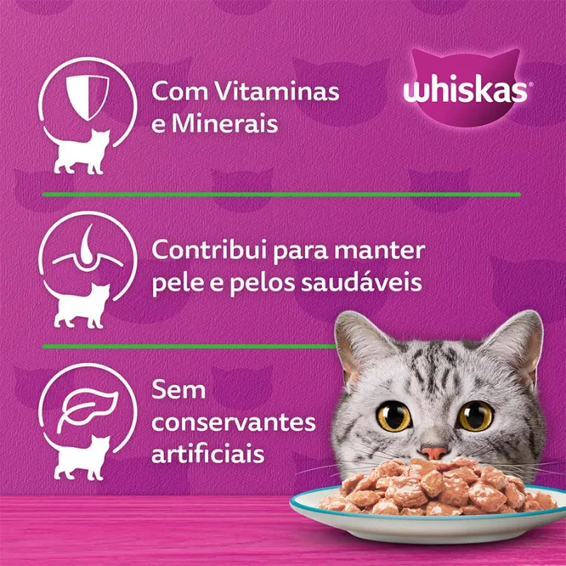 Ração Úmida Whiskas Sachê Peixe Gatos Adultos Castrados 85g