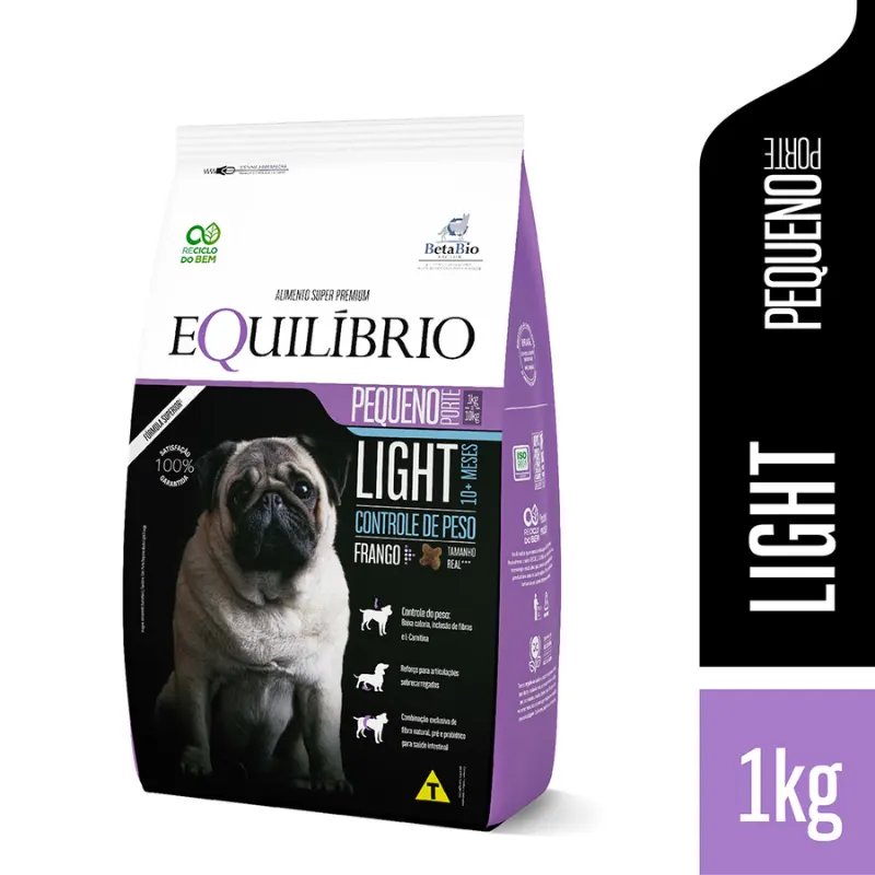 Ração Equilíbrio Light para Cães Adultos de Pequeno Porte Sabor Frango 1 Kg