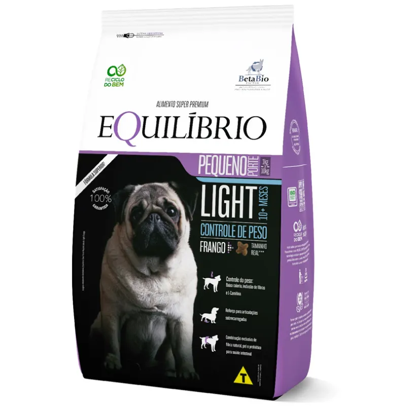 Ração Equilíbrio Light para Cães Adultos de Pequeno Porte Sabor Frango 1 Kg