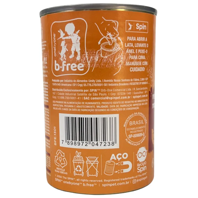 Lata Spin B.Free Sabor Frango para Cães 280 g