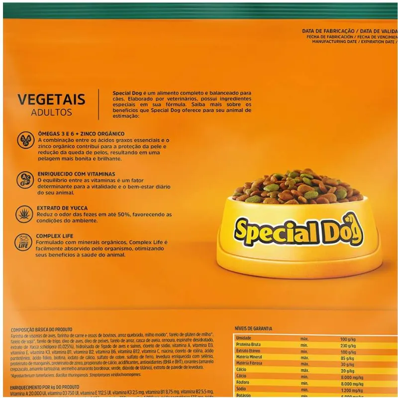 Ração Special Dog Premium Vegetais para Cães Adultos