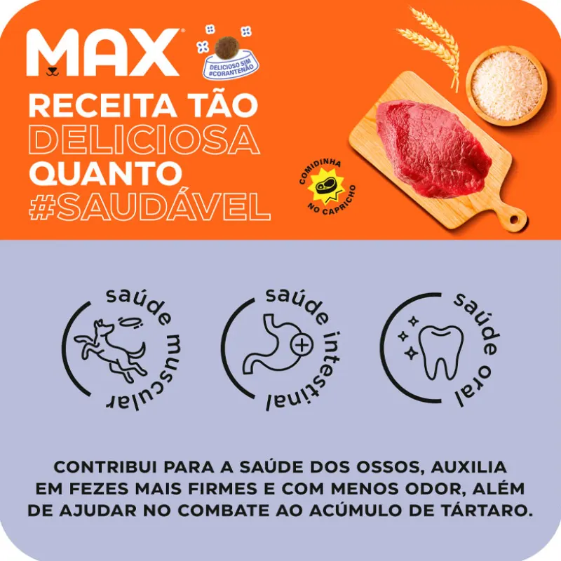 Ração Max Cães Adultos Médio e Grande Carne e Arroz 15 Kg