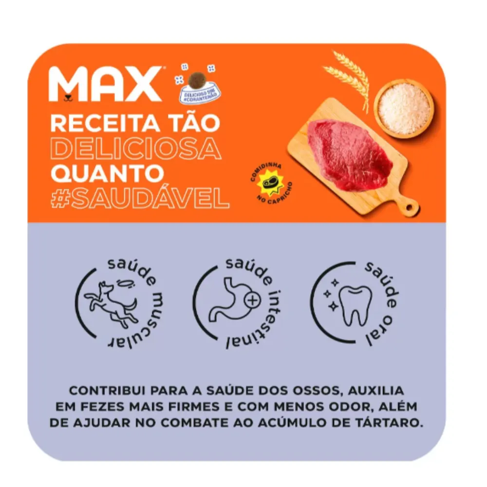 Ração Max Cães Adultos Médio e Grande Carne e Arroz 15 Kg