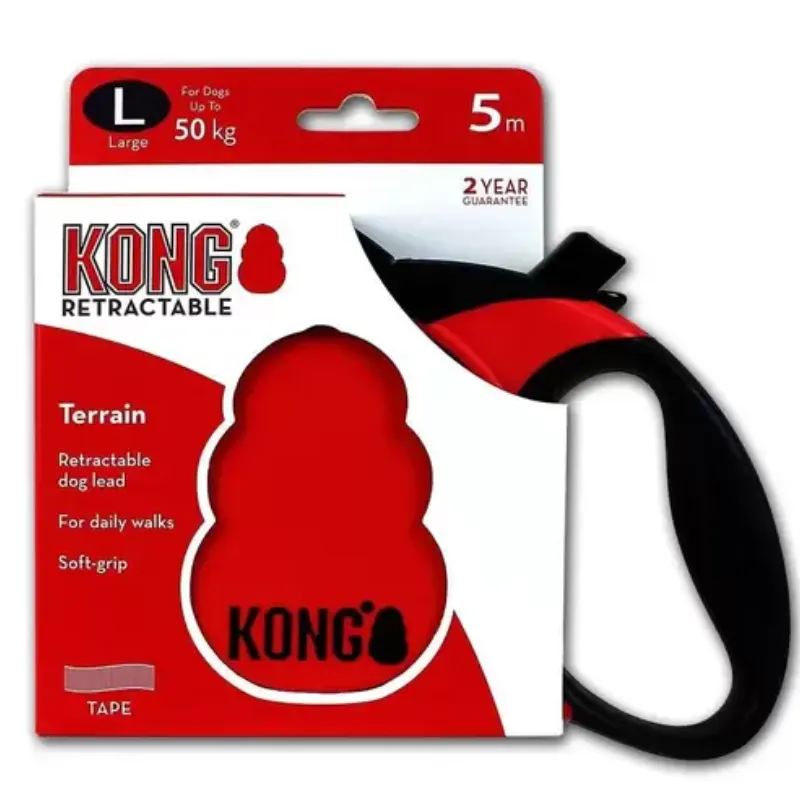 Guia Retrátil Kong Terrain Grande Cães 50 Kg Fita 5 Metro