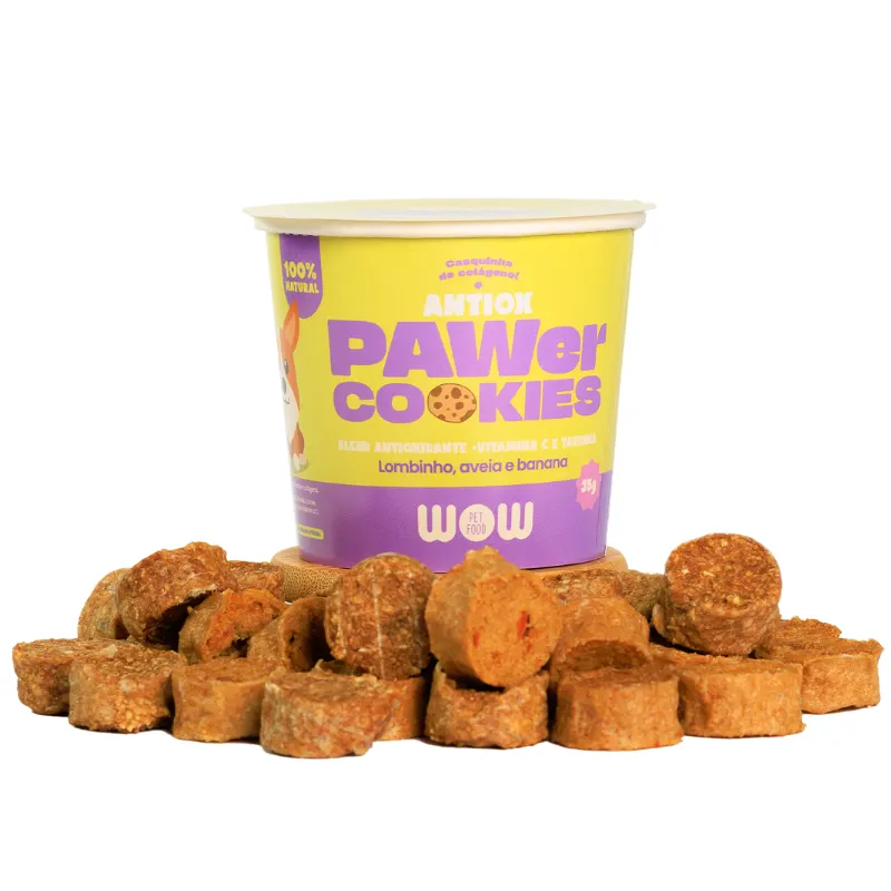 Petisco Natural Pawer Cookies ANTIOX de lombinho, aveia e banana WOW 35 g