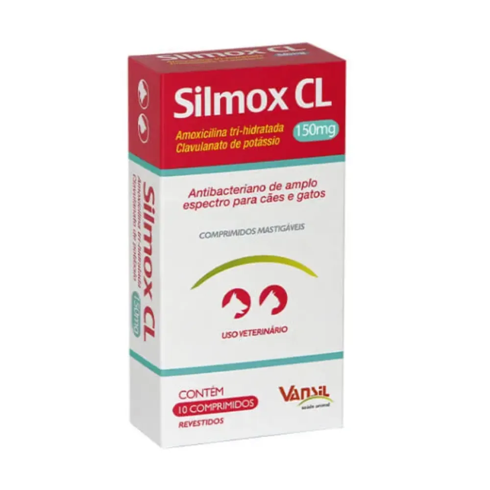 Antibacteriano Vansil Silmox Cães Gatos 150mg 10 Comprimidos