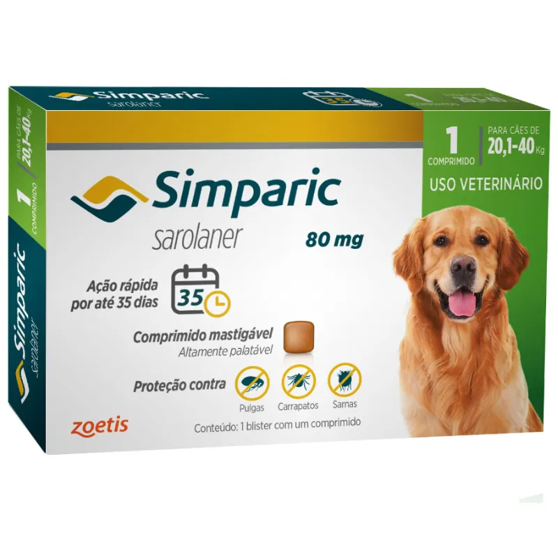 Simparic 80 mg para Cães 20 a 40 Kg