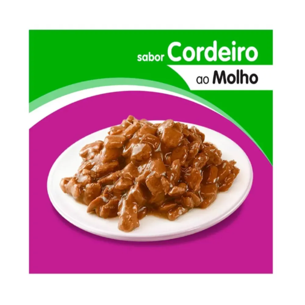 Ração Úmida Whiskas Sachê Gatos Adultos Cordeiro Molho 85g