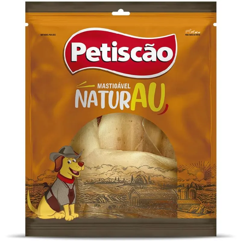 Petiscão Orelha Bovina Natural para Cães 5 Unidades