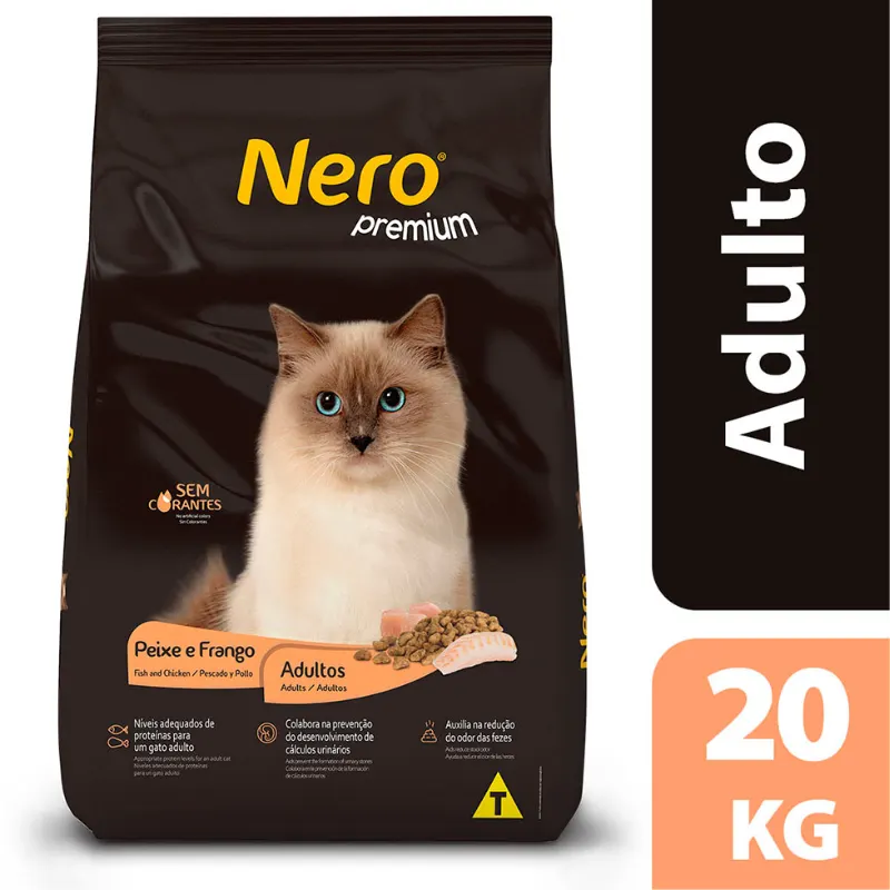 Ração Nero para Gatos Adultos Premium Peixe e Frango 20 Kg