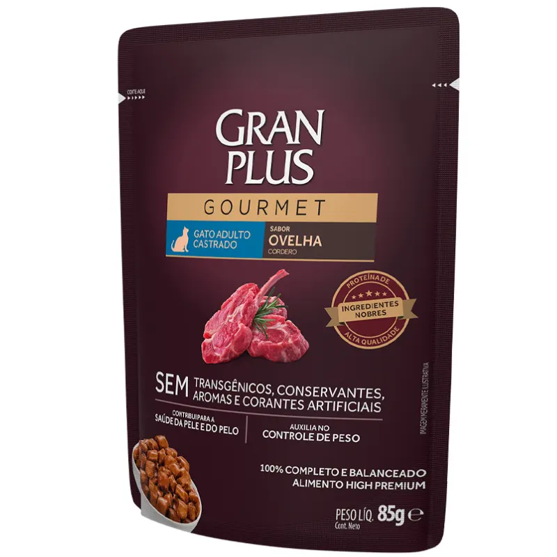 GranPlus Gourmet  Sachê Gatos Adultos Ovelha e Arroz 85 g