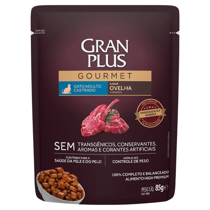 GranPlus Gourmet  Sachê Gatos Adultos Ovelha e Arroz 85 g