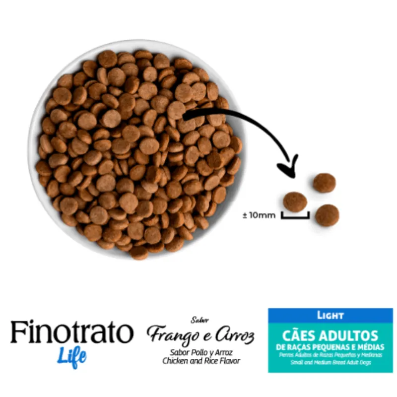 Ração Finotrato Life Light Frango e Arroz Cães Adultos de Raças Pequenas e Médias
