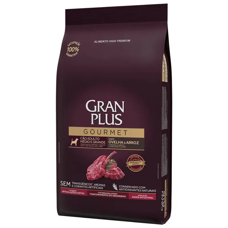 Ração GranPlus Cão Gourmet Adulto MG Ovelha e Arroz