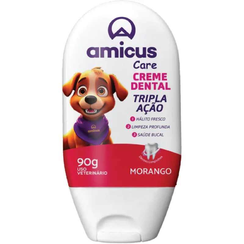 Creme Dental Amicus Tripla Ação Morango 90 g