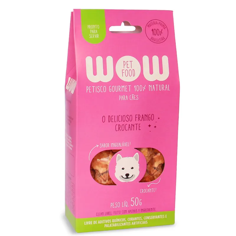 Petisco Wow Pet Delicioso Frango Crocante para Cães 50g