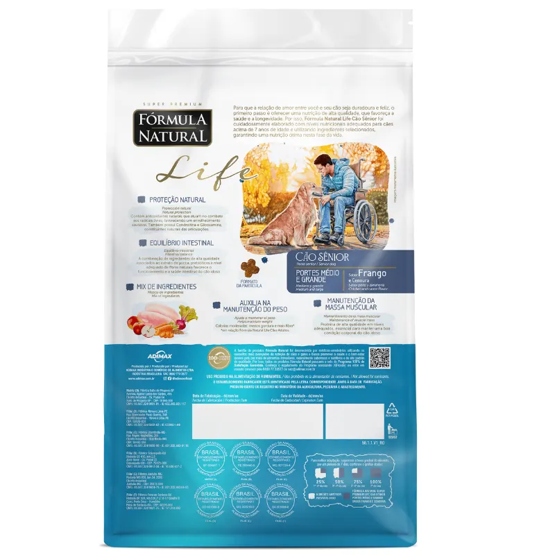 Ração Formula Natural Life Sênior Porte Médio Grande 15 Kg
