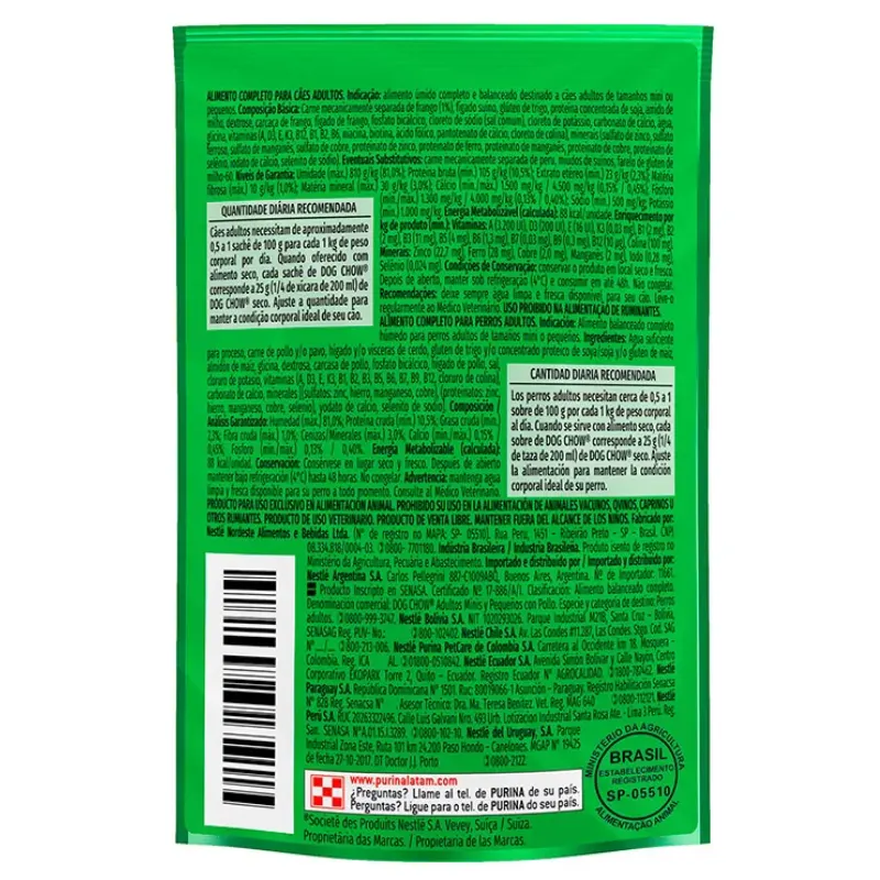 Dog Chow Sachê Para Cães Adultos Raças Pequenas Sabor Frango 100 g