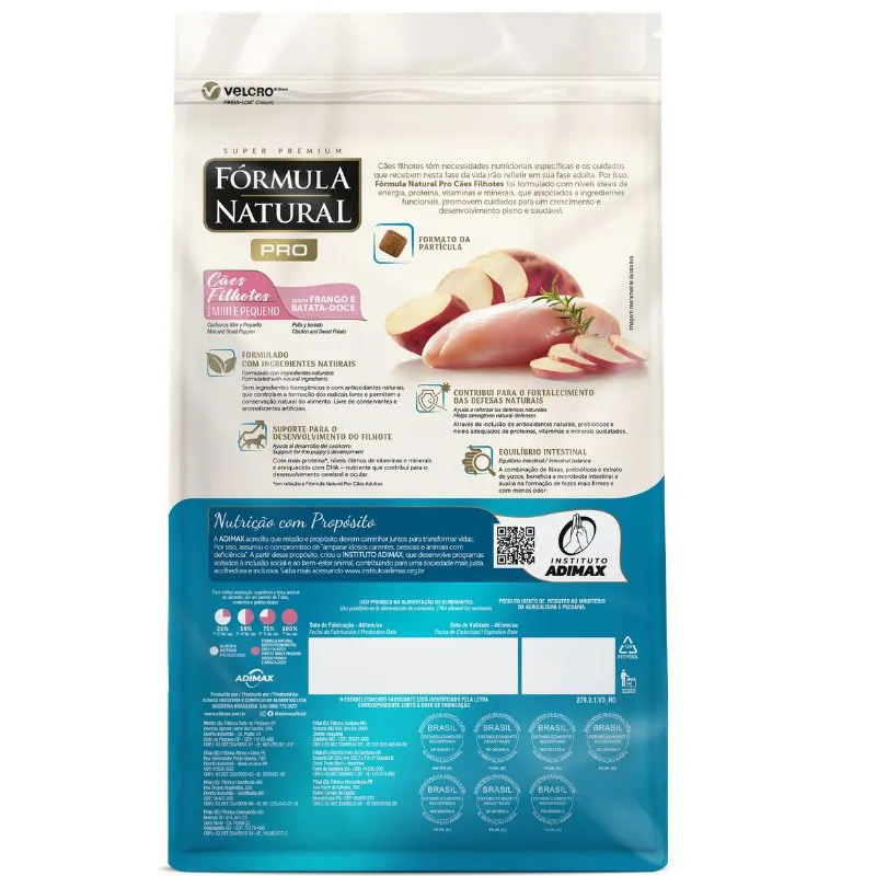 Fórmula Natural Pró Cães Filhotes Portes Mini E Pequeno Sabor Frango E Arroz Integral