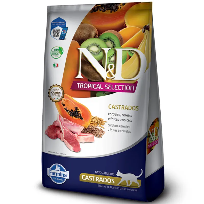 Ração N&D Tropical para Gatos Adultos Castrados Sabor Cordeiro 7 Kg