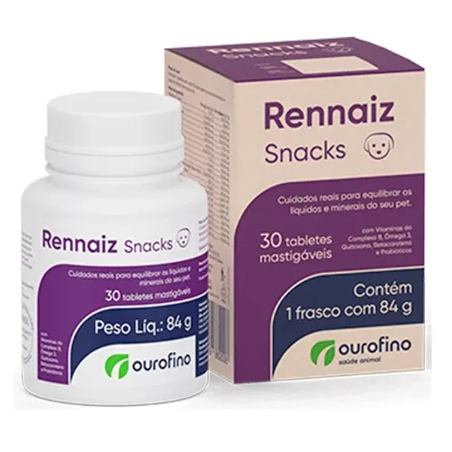 Rennaiz Snacks Cães e Gatos com 30 Tabletes Mastigáveis Ourofino Pet