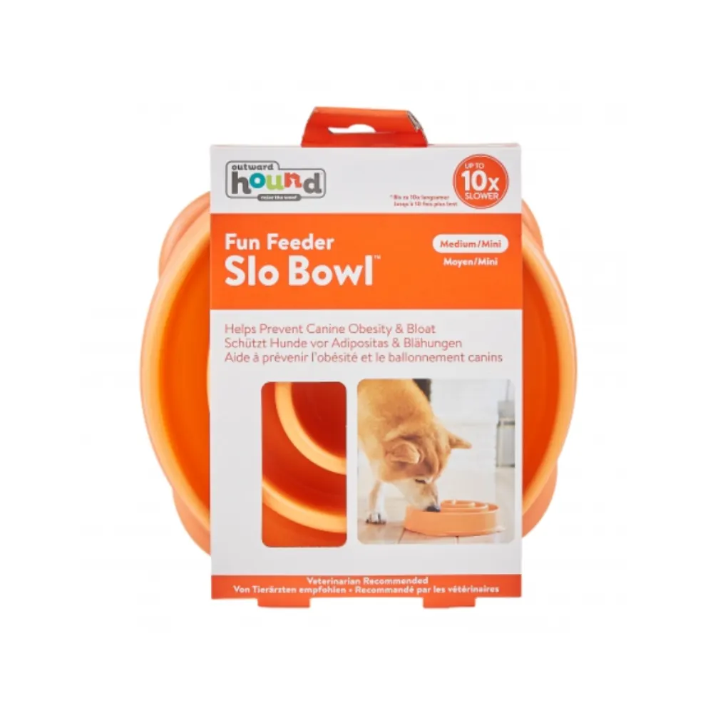 Comedouro Lento Outward Hound Laranja de ração- G