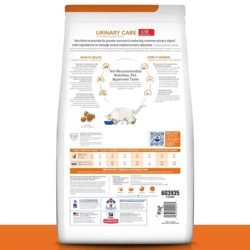 Ração Hill's Prescription Diet C/D Multicare Stress Gatos Adultos Cuidado Urinário 3,8 kg