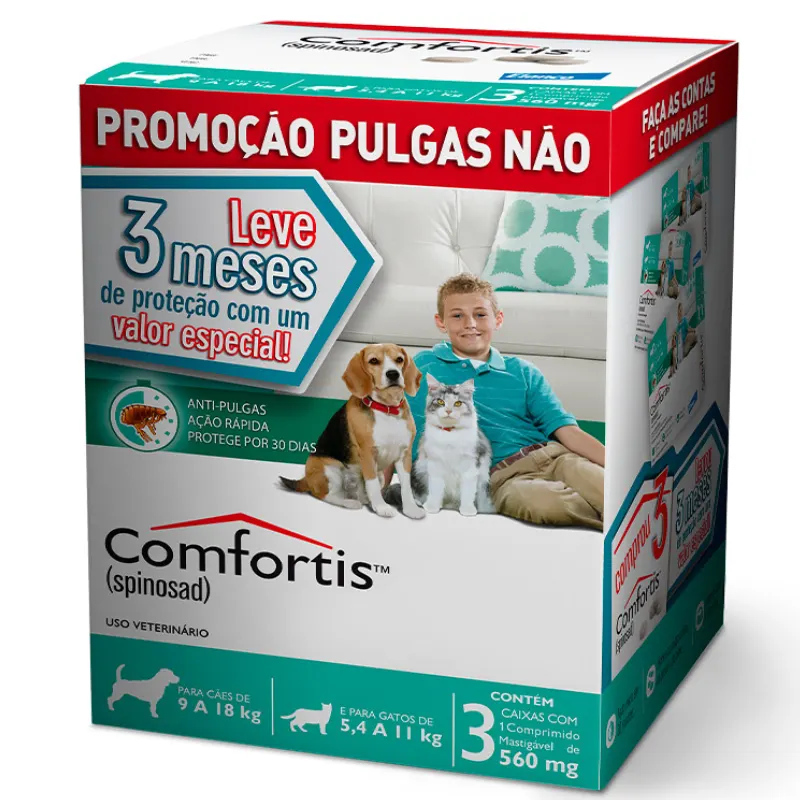 Combo Comfortis Caixa com 3 Comprimidos 560 mg