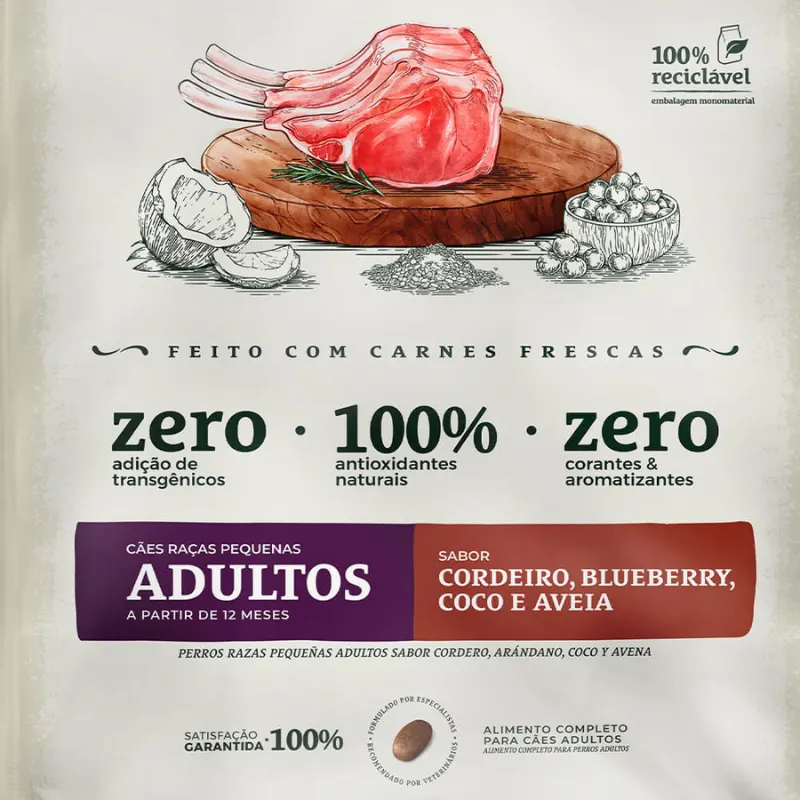 Ração Bionatural para Cães Adultos Raças Pequenas Cordeiro 10,1 Kg