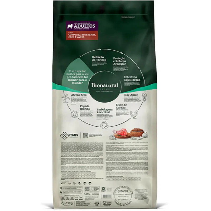 Ração Bionatural para Cães Adultos Raças Pequenas Cordeiro 10,1 Kg