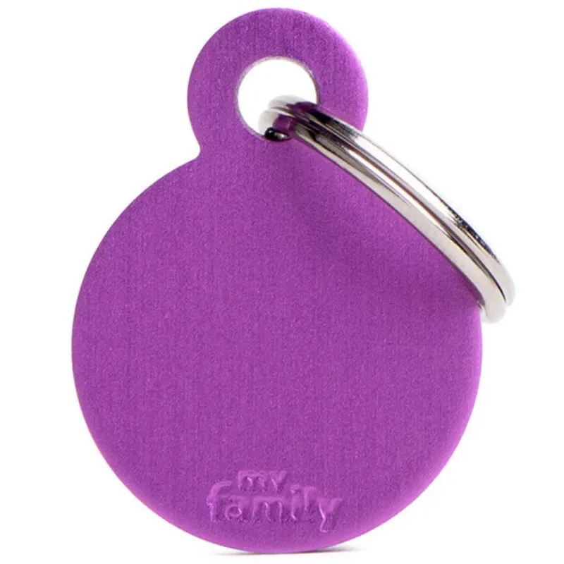 Medalha de Identificação My Family Círculo Basic Grande de Alumínio Roxo