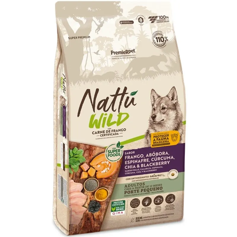 Ração Premier Nattu Wild para Cães Adultos de Pequeno Porte Abobora 2,5 Kg