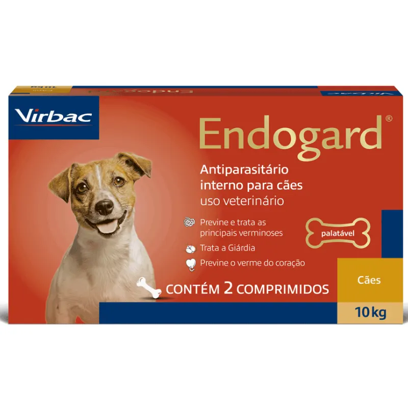 Antiparasitário Virbac Endogard para Cães de Até 10 kg com 2 Comprimidos