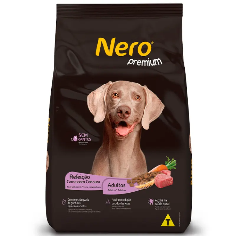 Ração Nero Premium Refeição Cães Adultos Porte Médio Grande Sabor Carne 20 Kg