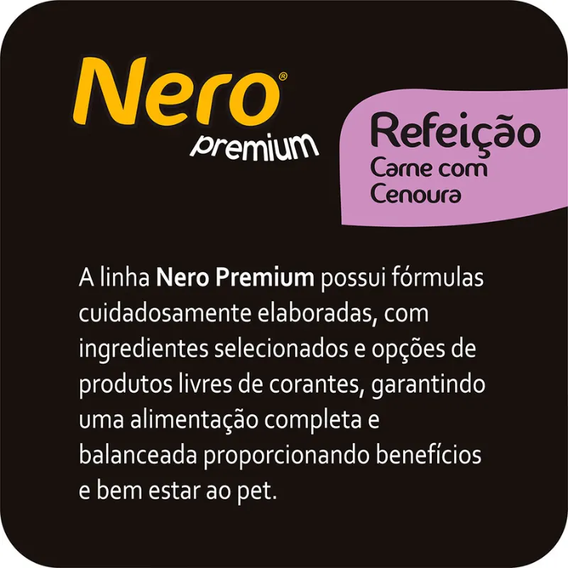Ração Nero Premium Refeição Cães Adultos Porte Médio Grande Sabor Carne 20 Kg
