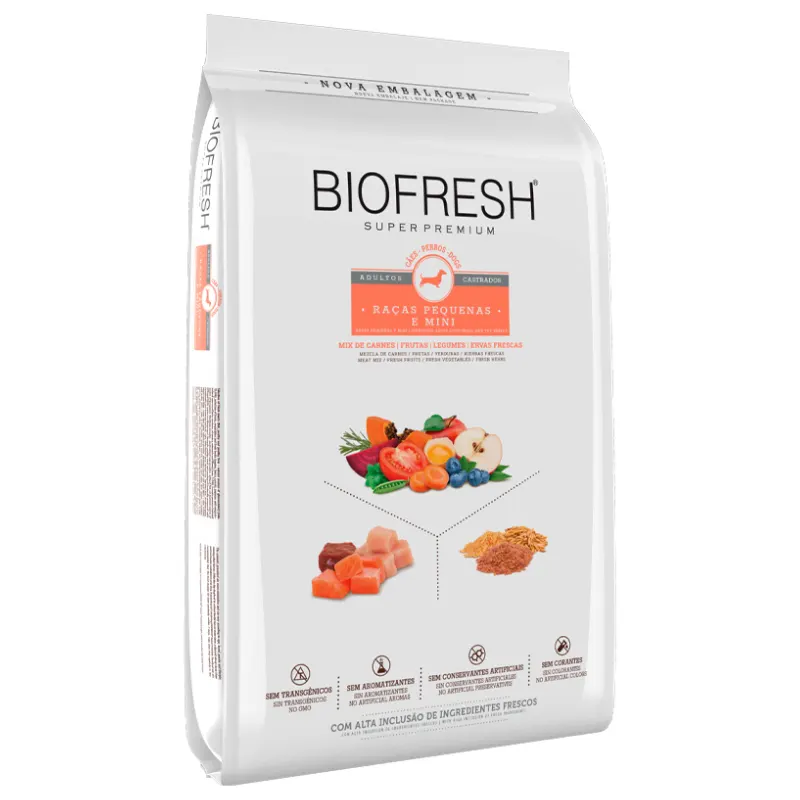 Ração Biofresh Cão Adt Castrado Pequena e Mini Mix Carne