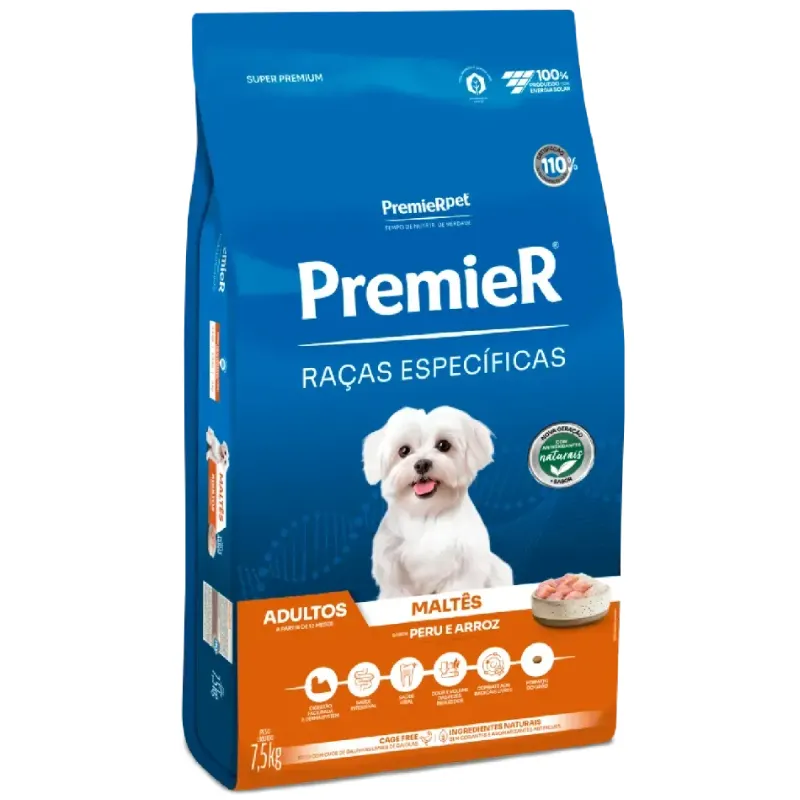 Ração Premier Raças Especificas Cães Adultos Maltês 7,5 Kg
