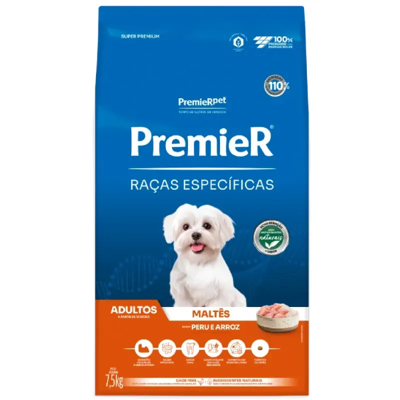 Ração Premier Raças Especificas Cães Adultos Maltês 7,5 Kg
