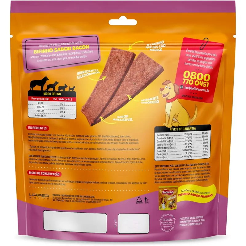 Petiscão Tablete Bifinho Mastigável Bacon 500 g
