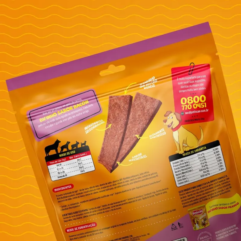 Petiscão Tablete Bifinho Mastigável Bacon 500 g
